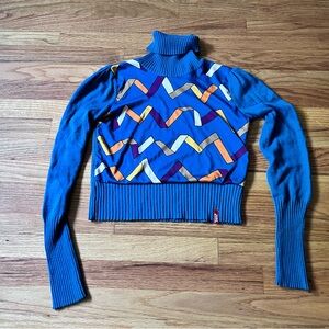 Miss Sixty Luxury Knit Vintage Y2K Sweater Retro Turtleneck Blue small